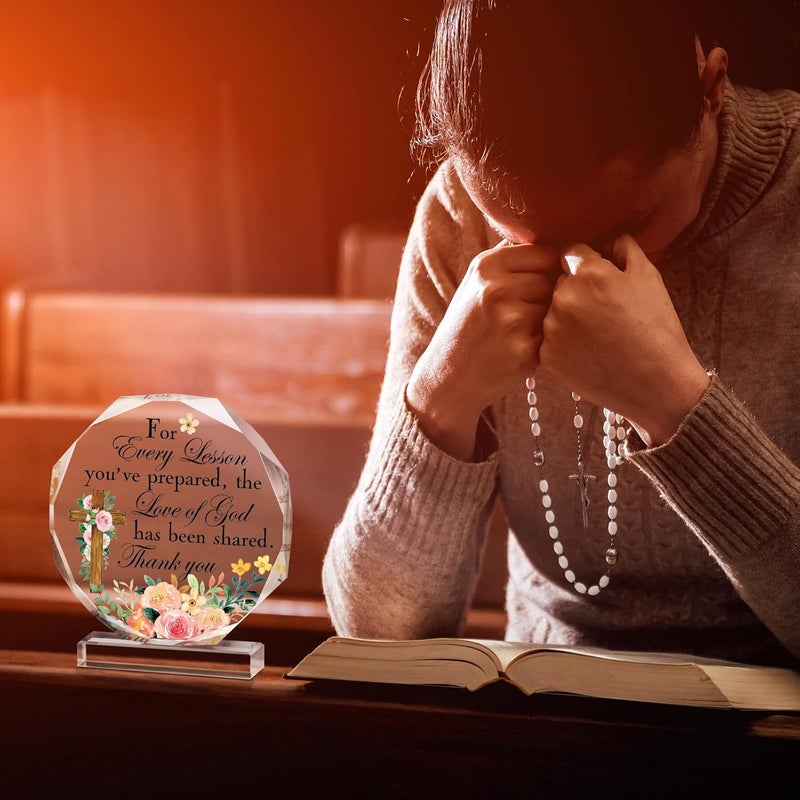 Perthlin Acrylic Teacher Appreciation Gifts for Women Teacher Christmas Gifts Thank You Teachers Gift from Student Retirement Present for Office Desk Paperweight Keepsake Decor(Lovely Nonagon) - Image 5